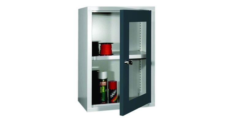 Hang. cab. back pan. smth door w/ view. window W400mm RAL7035/7016 anthr. grey
