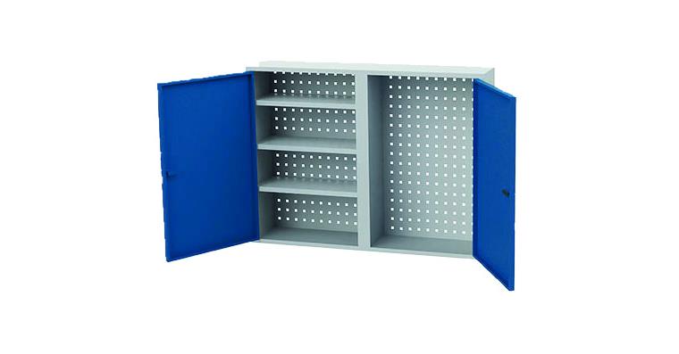 Hängeschrank HxBxT 750x1000x200mm 2 Türen 3 Fachböden Gehäuse/Türen RAL7035/5010