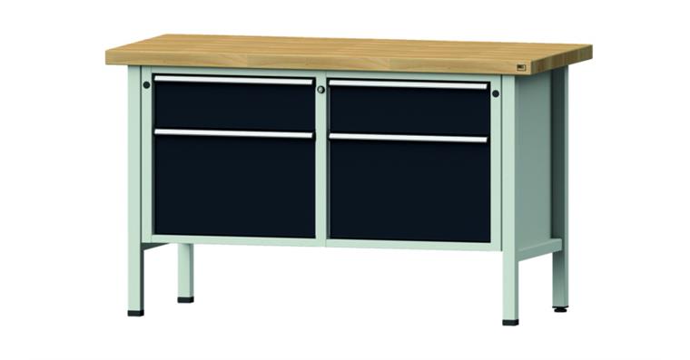 1082075643 Cabinet workbench model 205 V beech solid plate height 900 mm RAL 7035/7016