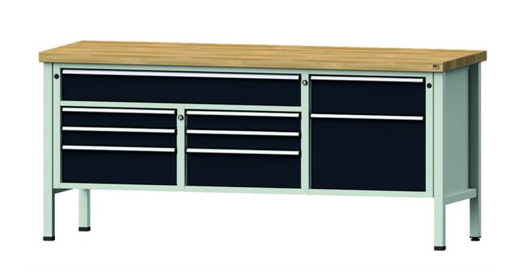 1082075673 Kastenwerkbank Modell 282 V Buche-Massiv-Platte Höhe 900 mm RAL 7035/7016
