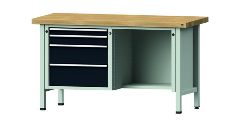 1082075680 Kastenwerkbank Modell 341 V Buche-Massiv-Platte Höhe 850 mm RAL 7035/7016
