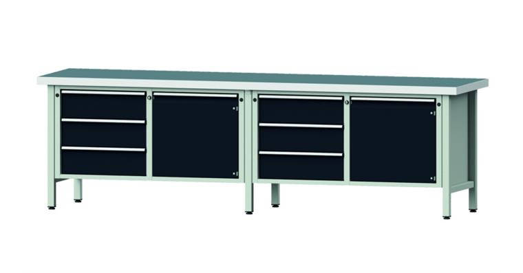 Kastenwerkbank 106 V Universal-Platte Höhe 850 mm Breite 2800 mm RAL 7016
