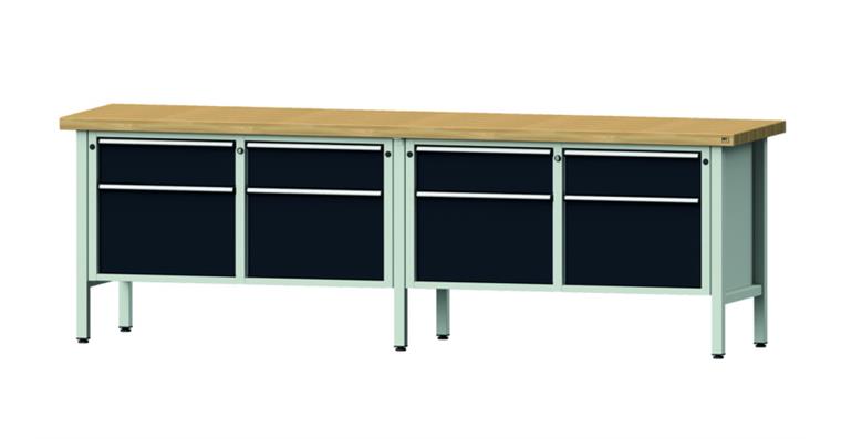 1082076643 Cabinet workbench model 205 V beech solid plate height 900 mm RAL 7035/7016