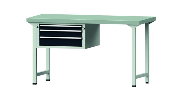 1082078602 Kombiwerkbank 1500x700x850mm Modell 502V Platte mit Stahlblechbelag RAL7035/7016