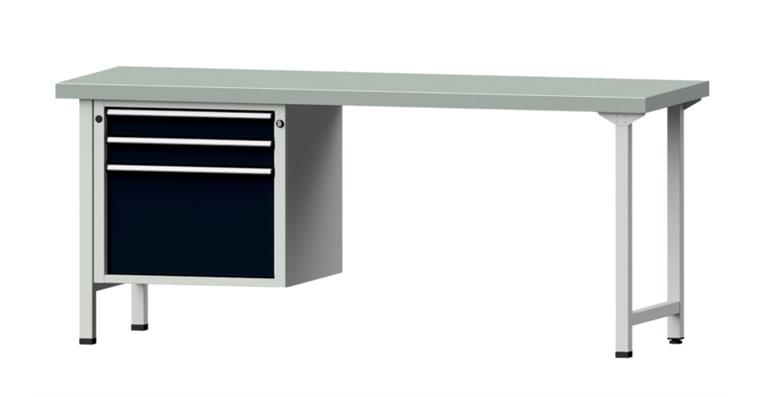 Combination workbench 2000x700x850mm model 722V pl. w/ sh. st coat. RAL7035/7016