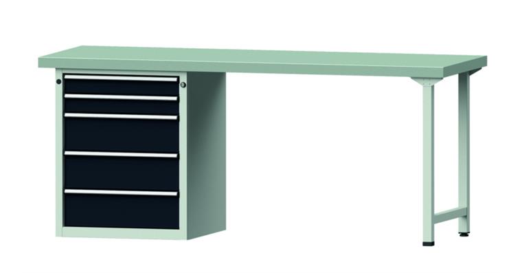 Kombiwerkbank 2000x700x850mm Modell 830V Platte mit Stahlblechbelag RAL7035/7016