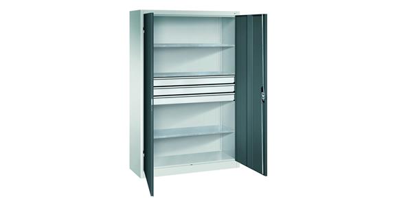 Großraum-Werkzeugschrank 1950 x 1200 x 400 RAL7035/7016 Schubladenblock mittig