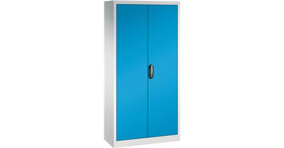 Flügeltür-Werkzeugschrank mit Kleiderstange RAL 7035/5012 1950x930x500 mm