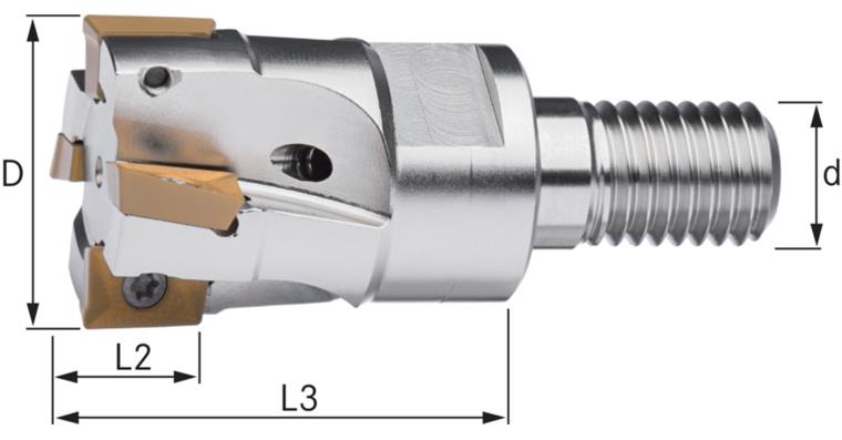 ATORN indexable inserts, screw-in mill. cutter, 90 deg., D=25.0 mm for APKT1003