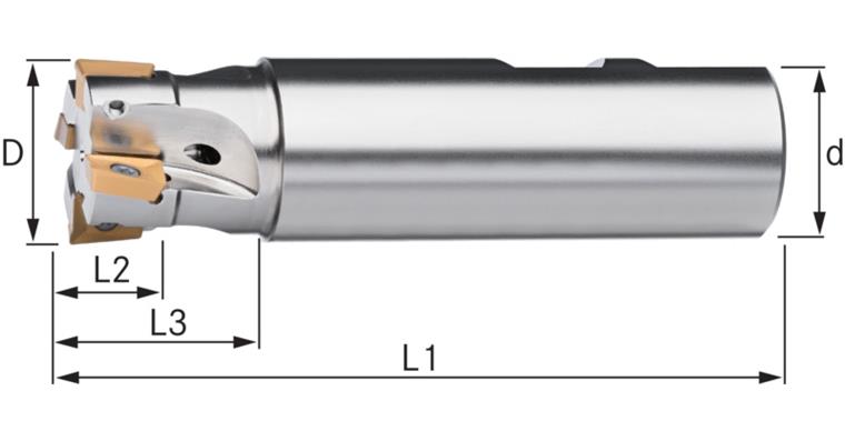 ATORN end mill for ind. inserts IC T=4 28.0 x 95mm shaft DIN =25.0mm DIN 1835B