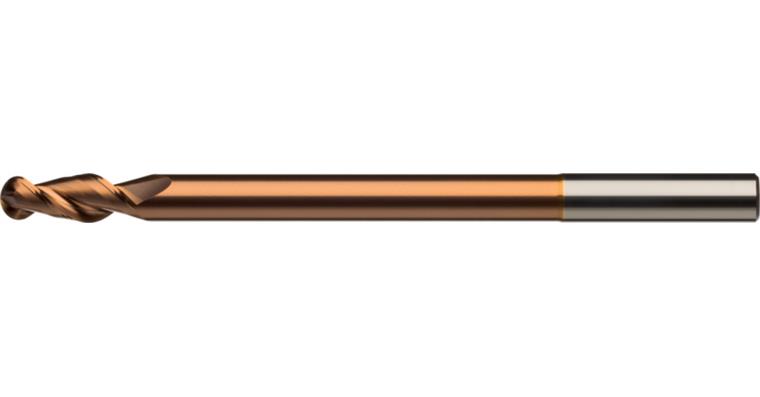 ATORN solid carbide ball-nose end mill T=2 long HA 3.0x10x82x125 mm, coated