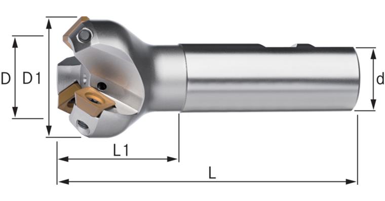 ATORN shank face milling cutters, 45 degrees, 25.0 mm T= 2