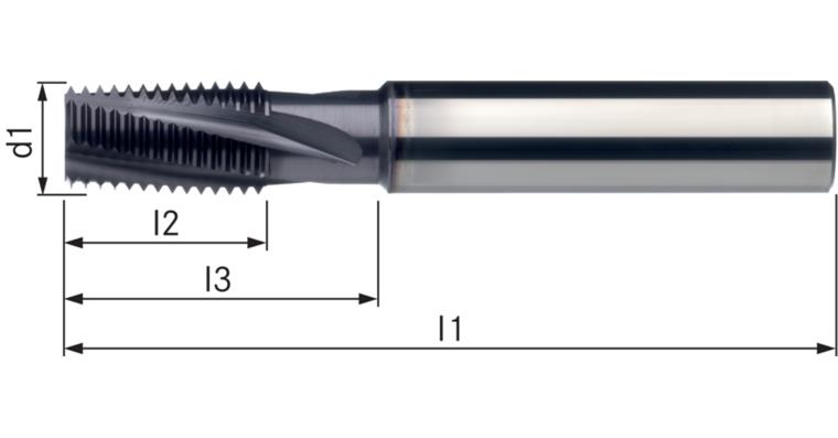 ATORN Gewindefräser m. Freistellung VHM G 1/4 In DL/SL 2xD 10,0 mm 19 HA