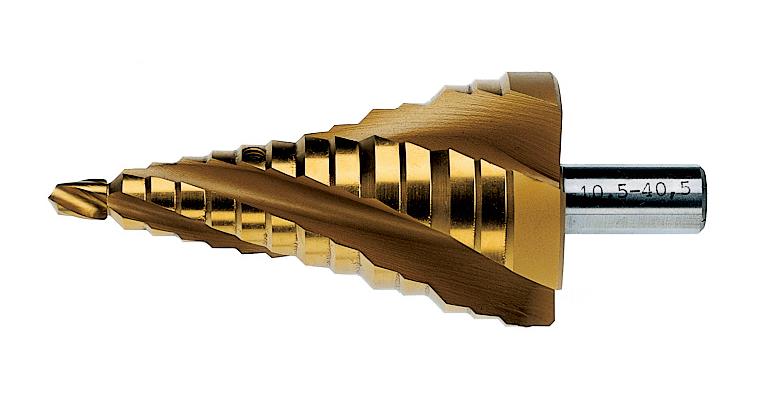 ATORN stepped drill bit HSS TiN, spiral groove, 10.5 mm-40.5 mm, type E 3 S