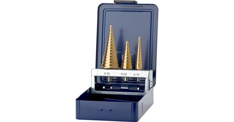 ATORN stepped drill bit set HSS TiN, straight groove, type 1.0/2.0/3.0
