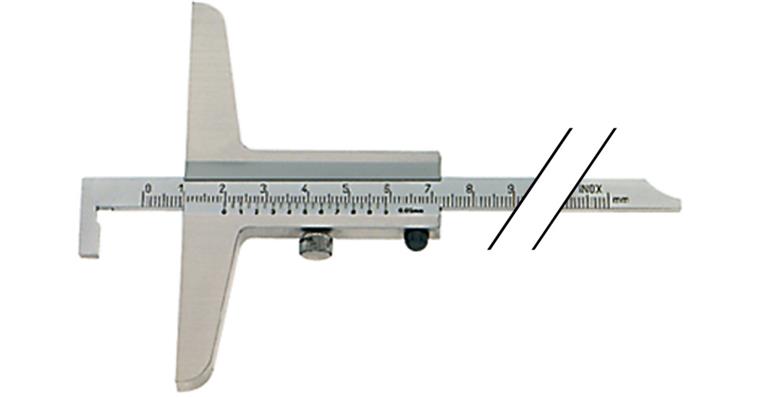 ATORN depth callipers INOX 500 mm w. hook bridge 150 mm brushed chromium-plated