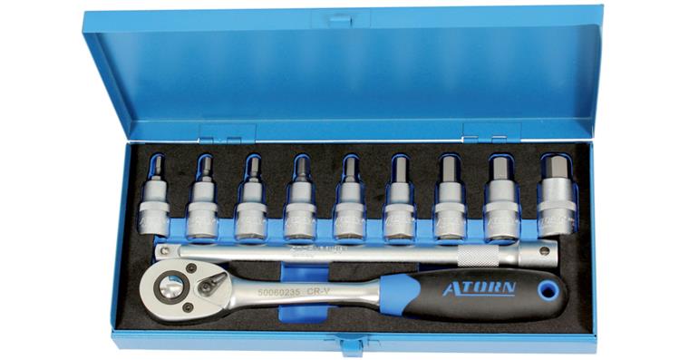 ATORN Steckschlüsselsatz 1/2 Zoll 11-teilig, Innensechskant 5-17 mm