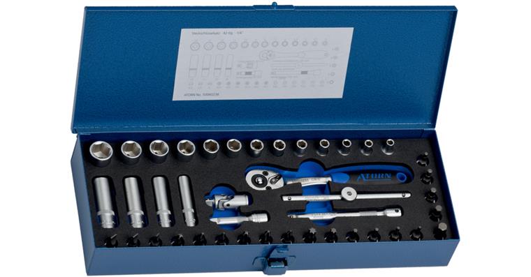 ATORN 1/4 inch hexagon socket set, 42 pieces