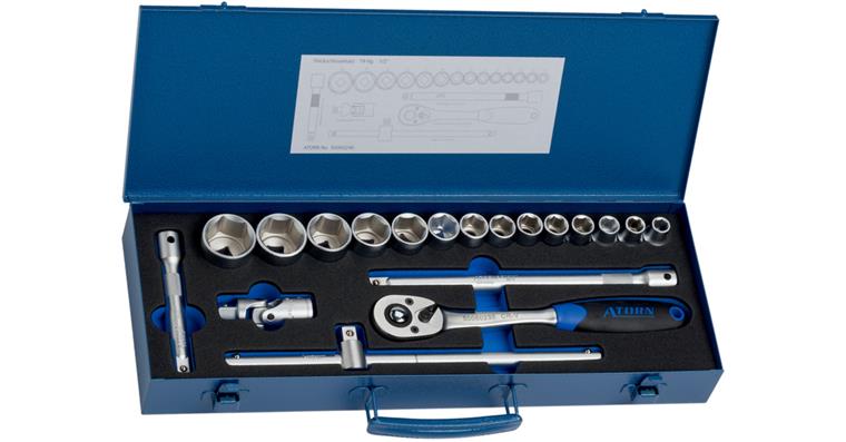 ATORN 1/2 inch hexagon socket set, 19 pieces
