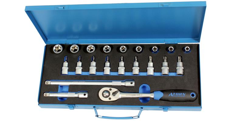 ATORN 1/2 inch socket set, 21 pieces, for TX 20 to 60, E-TX 10 to 24 mm