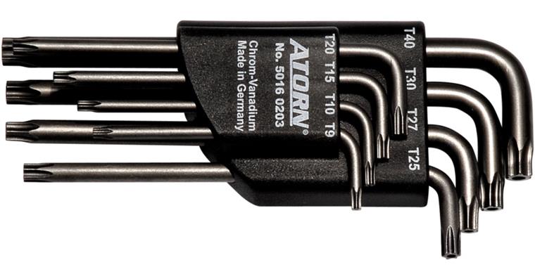 ATORN TX Allen key set, 8 pieces, TR9–TR40, with hole