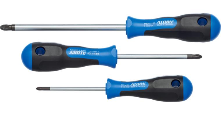 ATORN PZ screwdriver set, 3 pcs, PZ 1-3, round blade
