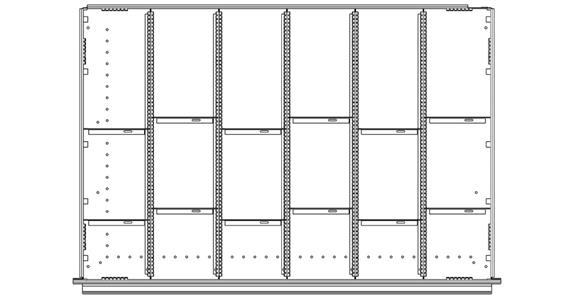 Schubladeneinteilungsset 18 Fächer Höhe 90 mm Breite 1022 mm Serie DBG