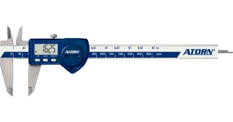 ATORN vernier calipers IP40 electr. 150 mm w data output depth gauge flat