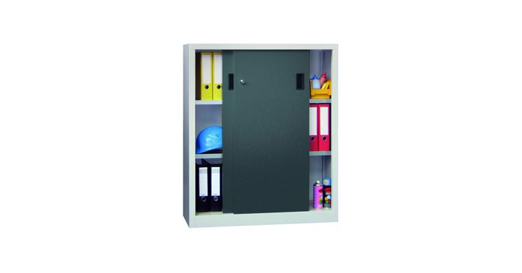 Slid door cab, solid sheet metal doors H 1200 x W 1000 x D 400 mm RAL 7035/7016