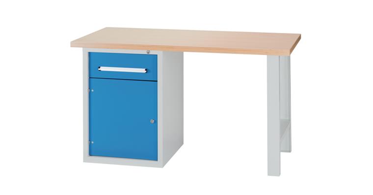 Kombi-Werkbank Serie DB B1500 x T750 x H840mm RAL7035/5012 1 x Tür 1 x Schublade