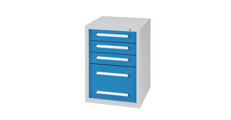 Unterbauschrank B572 x T600 x H800 mm 4 Schubladen RAL7035/5012