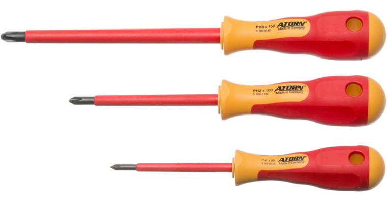 ATORN VDE screwdriver set, 3 pcs, cross head PH 1-3