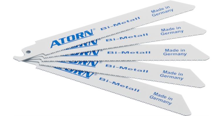 ATORN bimetal sabre saw blades 150 mm, 1.0 mm thick 1.4 mm wave form tooth pitch