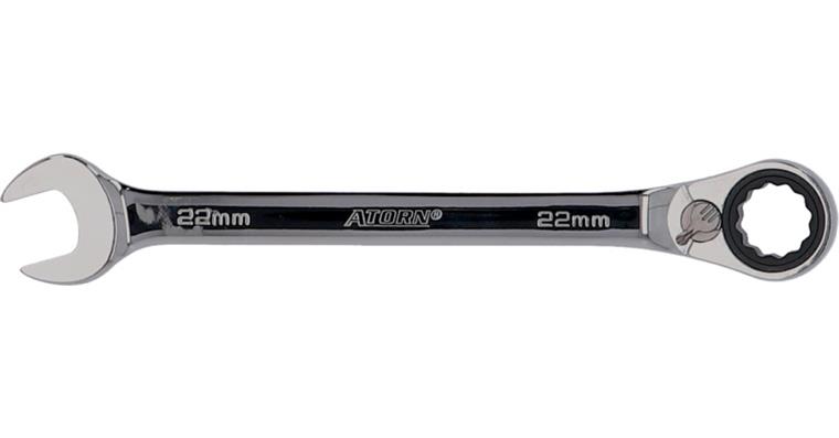 ATORN ratchet combination wrench, 22 mm, angled 15°, reversing lever