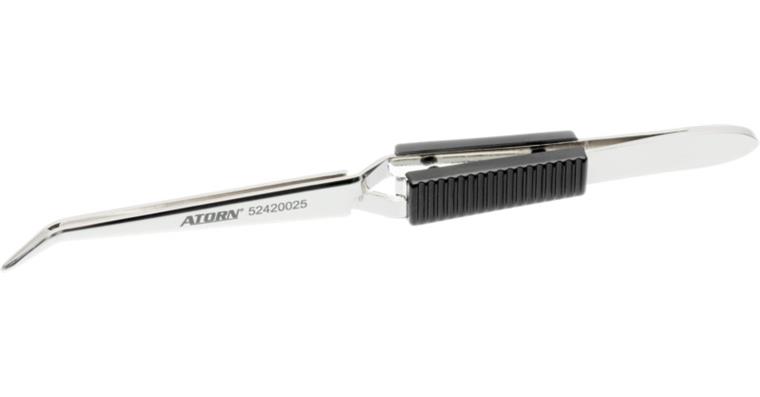 ATORN cross tweezers nickel-plated 160 mm angled tips