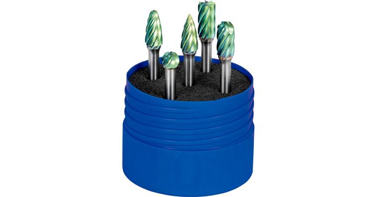 ATORN carbide bur set, 5 pieces, green, 10 mm