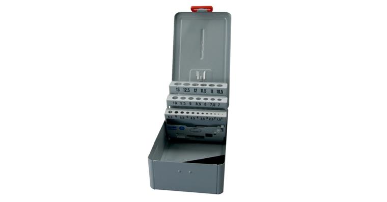 Twist drill bit box empty for 1-10.5 mm with incr. of 0.5 mm, for 32 drill bits