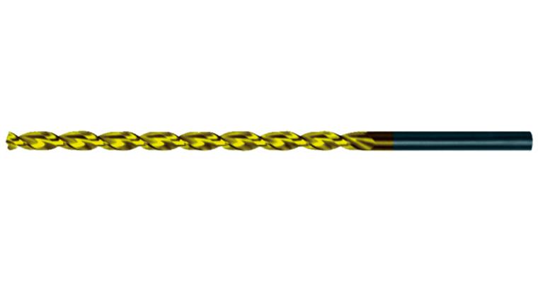 Extra-long twist drill bit DIN 1869 type FN HSS+TiN ground 2 mm