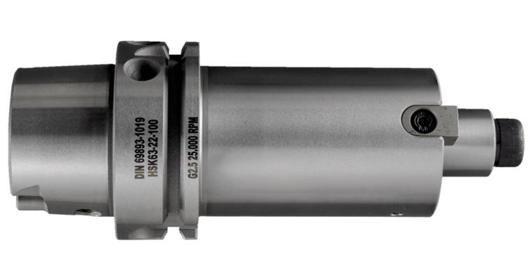 Face mill arbor DIN 69893 HSK-A63 G2.5 25,000 rpm d1=32 mm A=100 mm