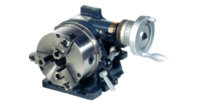 Horizontal-vertical index unit HRTU165 with 3-jaw chuck, chuck diameter 165 mm