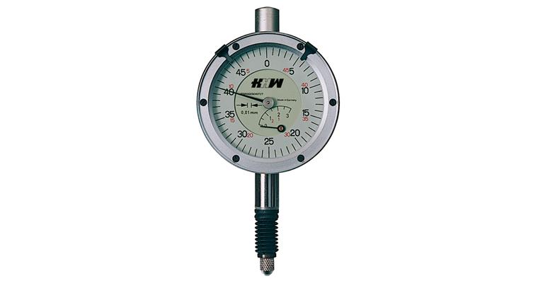 Small dial gauge, water-oil-tight reading 0.01 mm acc. fact/std MR 3mm dia. 44mm