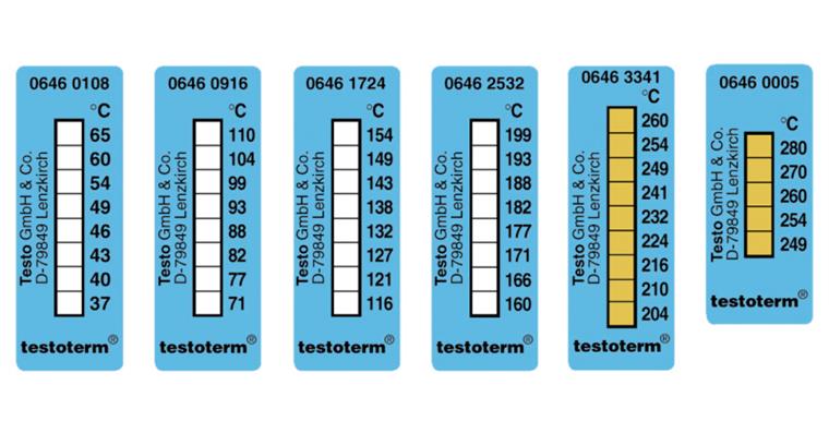 Temperatur-Messstreifen 10 Stück Gen. +/-1% Messbereich °C +204...+260