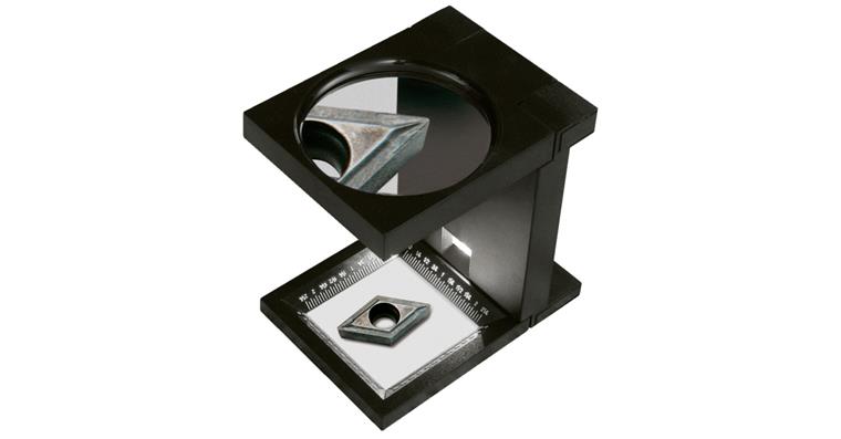 Präzisions-Messlupe bikonvex 3x Kunststoff Linsen-Ø 89 mm Beleuchtung H=133 mm