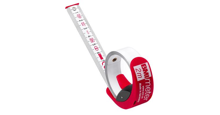 Pocket tape rules BMImeter 2 m x 16 mm stain. steel strip painted white EG KI II