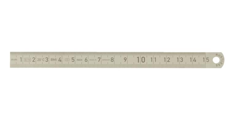 Biegsamer Maßstab doppelseitige Teilung 1/2 & 1/1mm EG-Gen. II rostfrei L=500mm