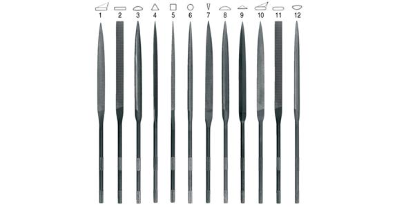 Präzisions-Nadelfeilen-Satz 12-teilig Länge 140mm Schweizer Hieb 1 in Rolltasche