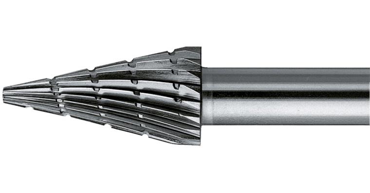 HSS bur pointed taper shape (SKM), shank dia. 6mm, serr. 3, head dia.xL 12x25mm
