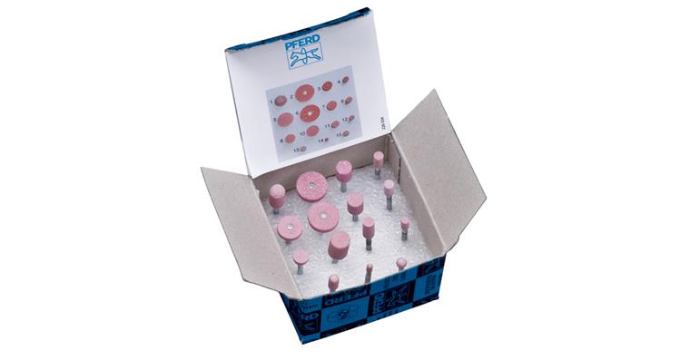 Mounted point assortment corundum pink shank diameter 3 mm 15 pcs grit fine