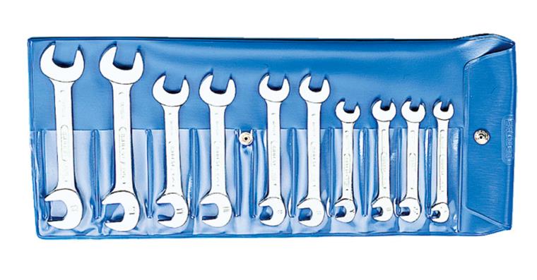Small double open-end wrench set V34CrMo4 steel 10 pieces AF 5x5–13x13 mm