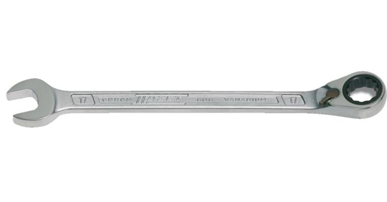 Combination wrench with ring ratchet AF 22 mm reversible box-end wrench